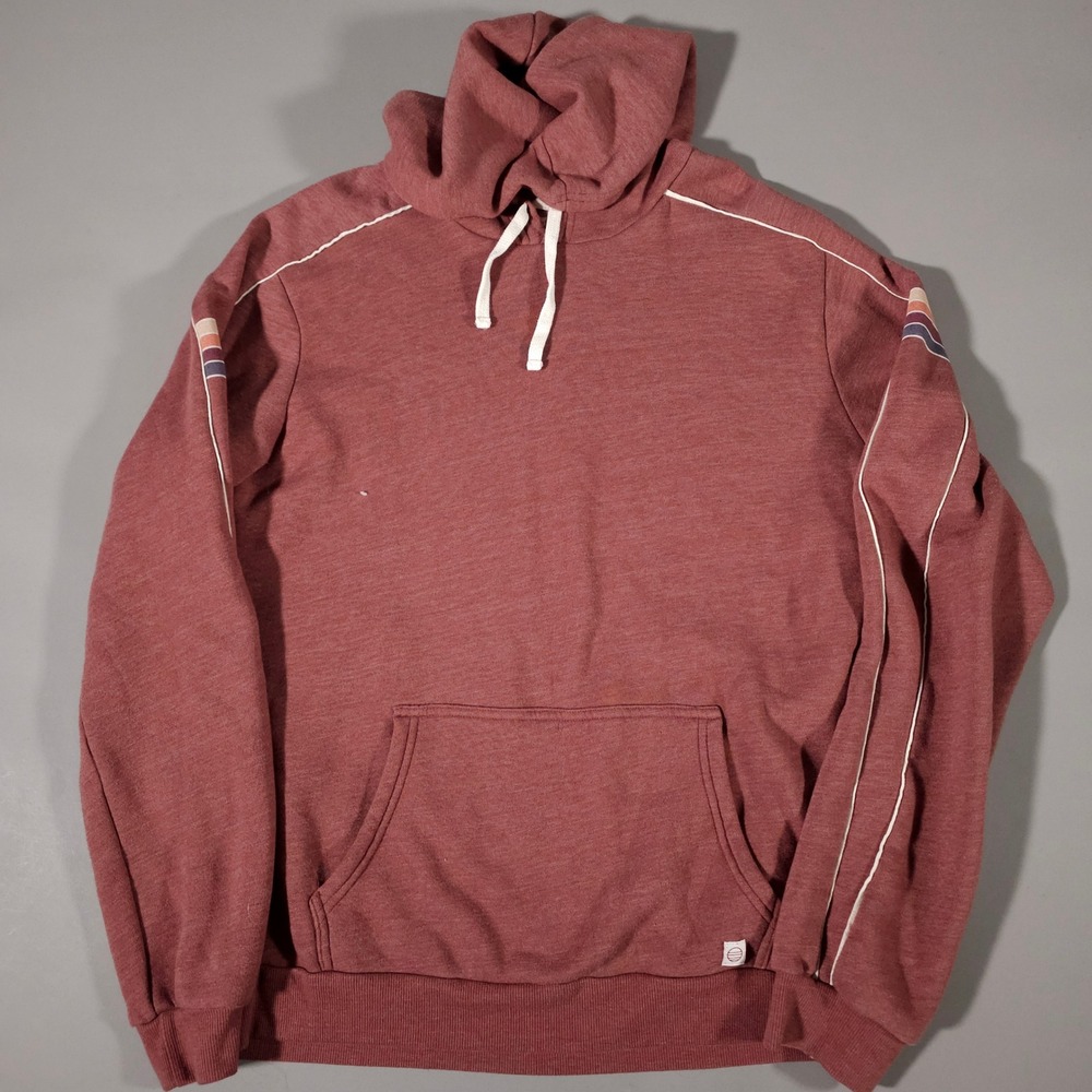 Marine Layer Hoodie Mens Large Red Retro Stripe Piping Fleece Pullover 16178